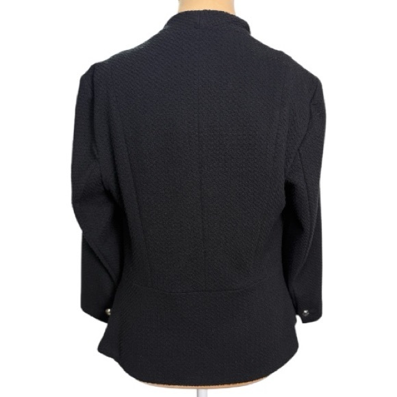 INC Black Textured Knit Waterfall Blazer w/ Rhinestone Zip Pockets Size M EUC - Picture 4 of 6